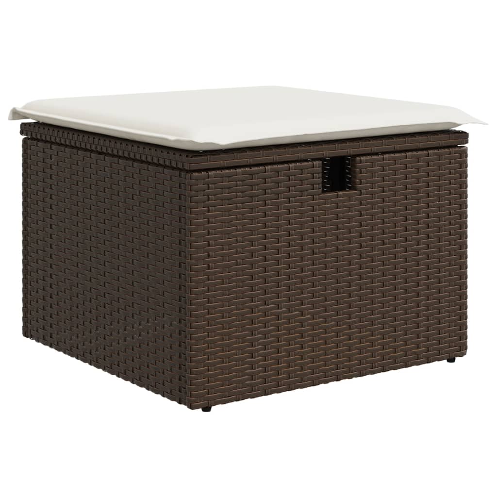 Set Divani da Giardino 7 pz con Cuscini Marrone in Polyrattan