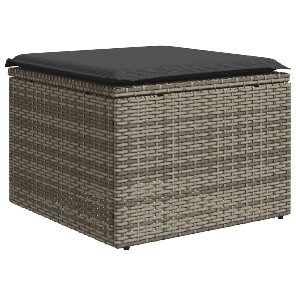 Set Divani da Giardino 11 pz con Cuscini in Polyrattan Grigio