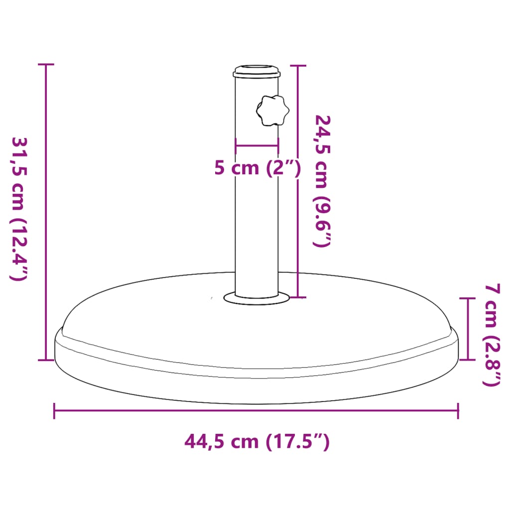 Base per Ombrellone per Pali Ø32/35/38 mm 15 kg Rotonda