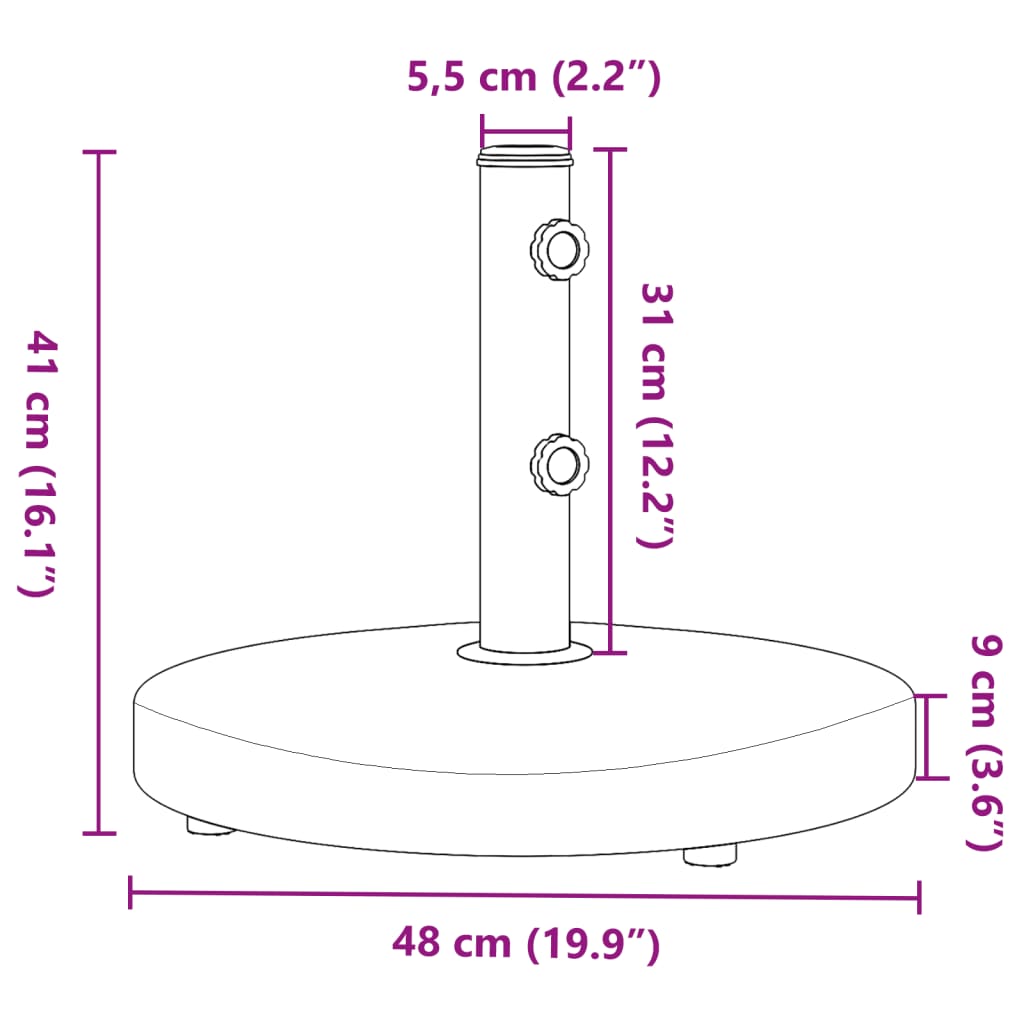 Base per Ombrellone per Pali Ø32/38/48 mm 25 kg Rotonda