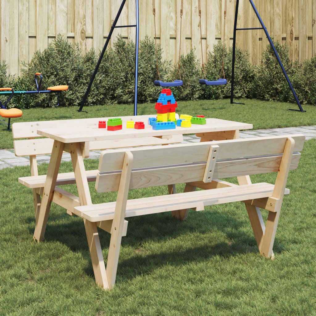 Tavolo da Picnic per 4 Bambini con Foro Ombrellone Legno Abete