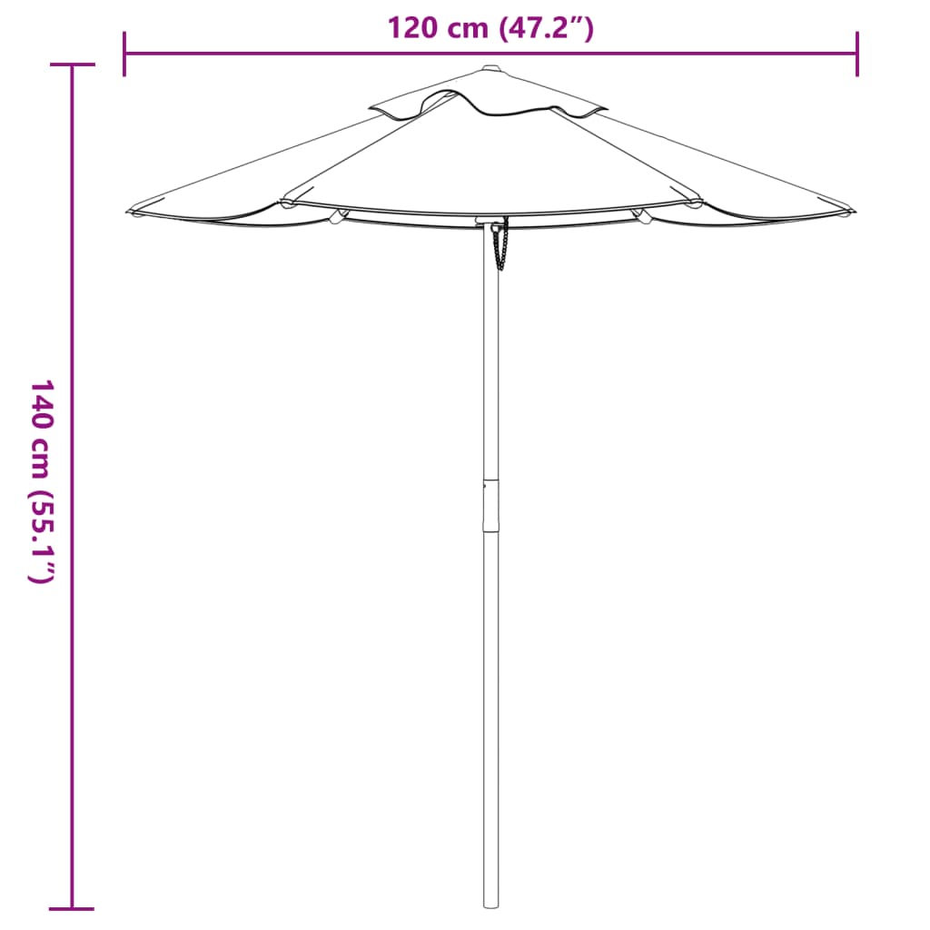 Ombrellone da Giardino per Bambini con Palo in Legno Ø120x140cm