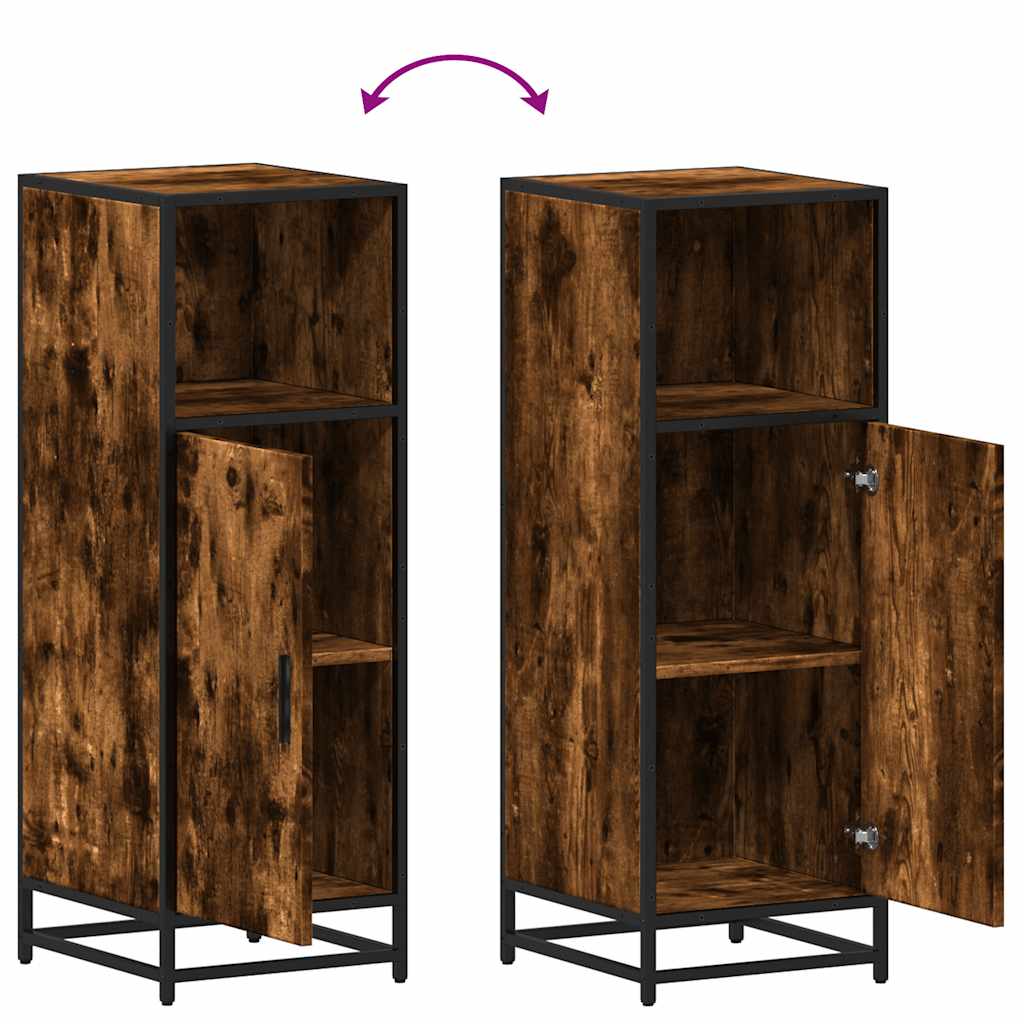 Armadietto Bagno Rovere Fumo 35x37,5x100 cm Legno Multistrato