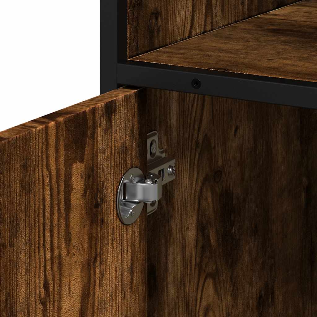 Armadietto Bagno Rovere Fumo 35x37,5x100 cm Legno Multistrato