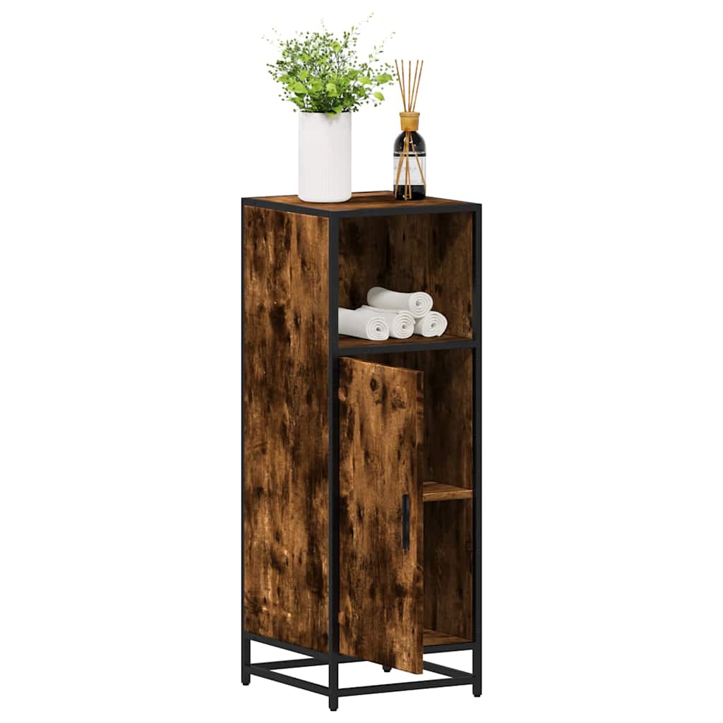 Armadietto Bagno Rovere Fumo 35x37,5x100 cm Legno Multistrato