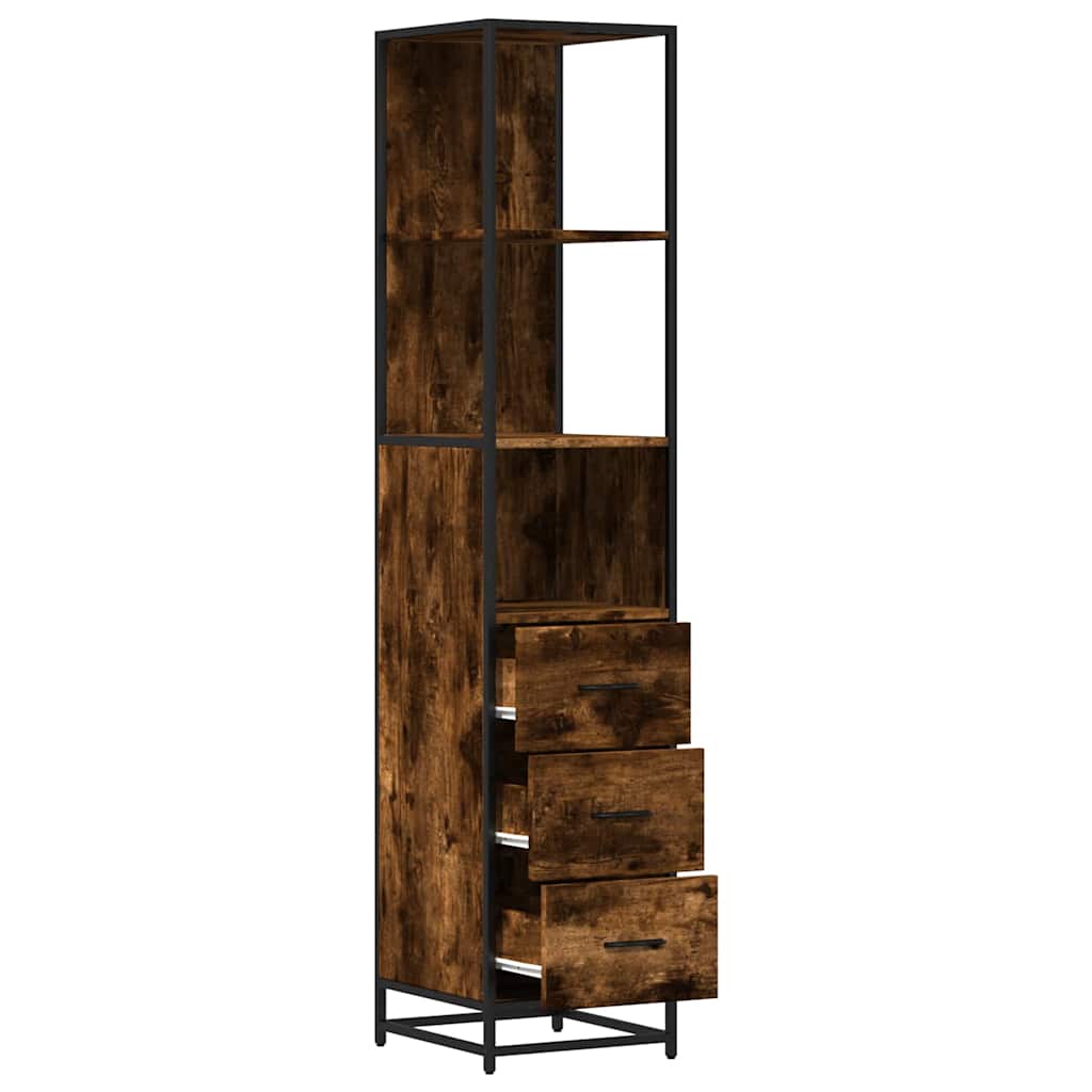 Armadietto Bagno Rovere Fumo 35x37,5x166cm in Legno Multistrato