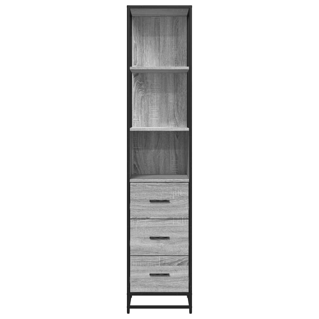 Armadietto Bagno Grigio Sonoma 35x37,5x166 cm Legno Multistrato