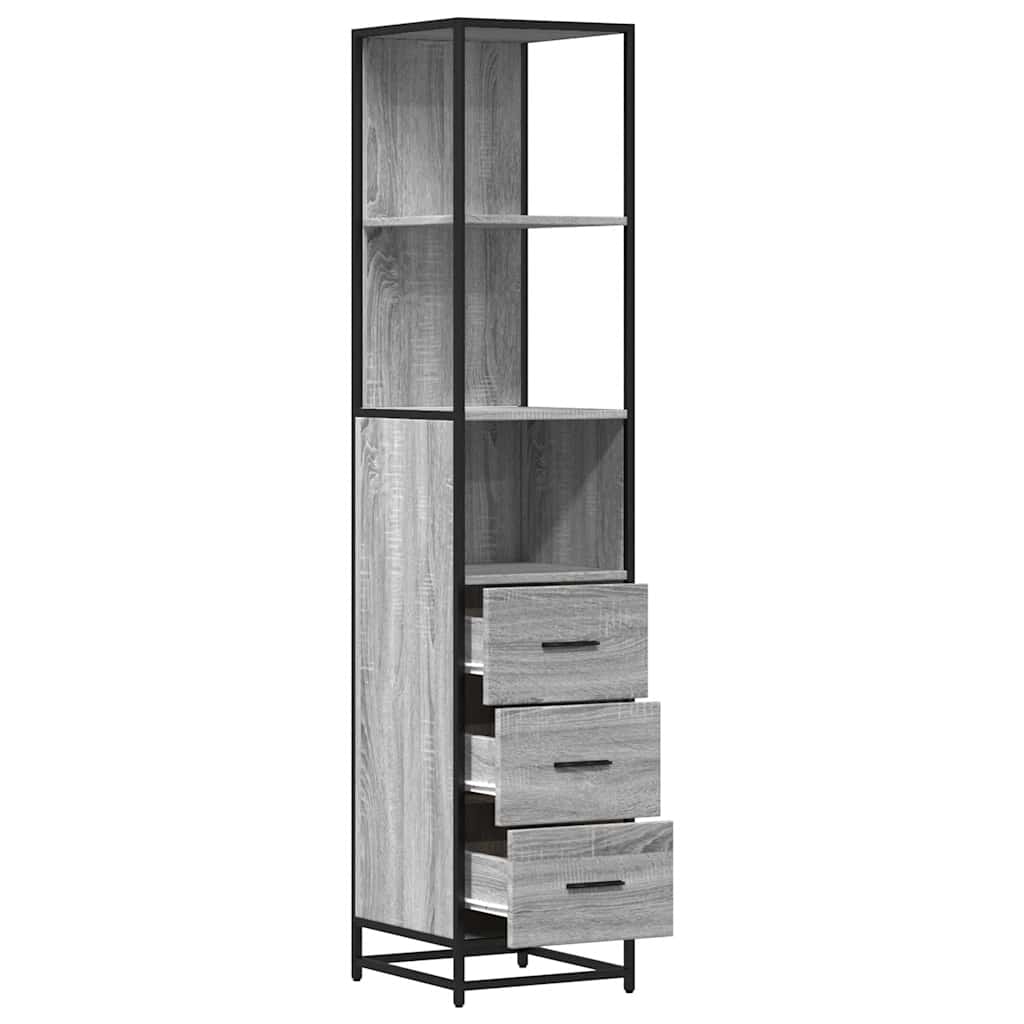 Armadietto Bagno Grigio Sonoma 35x37,5x166 cm Legno Multistrato