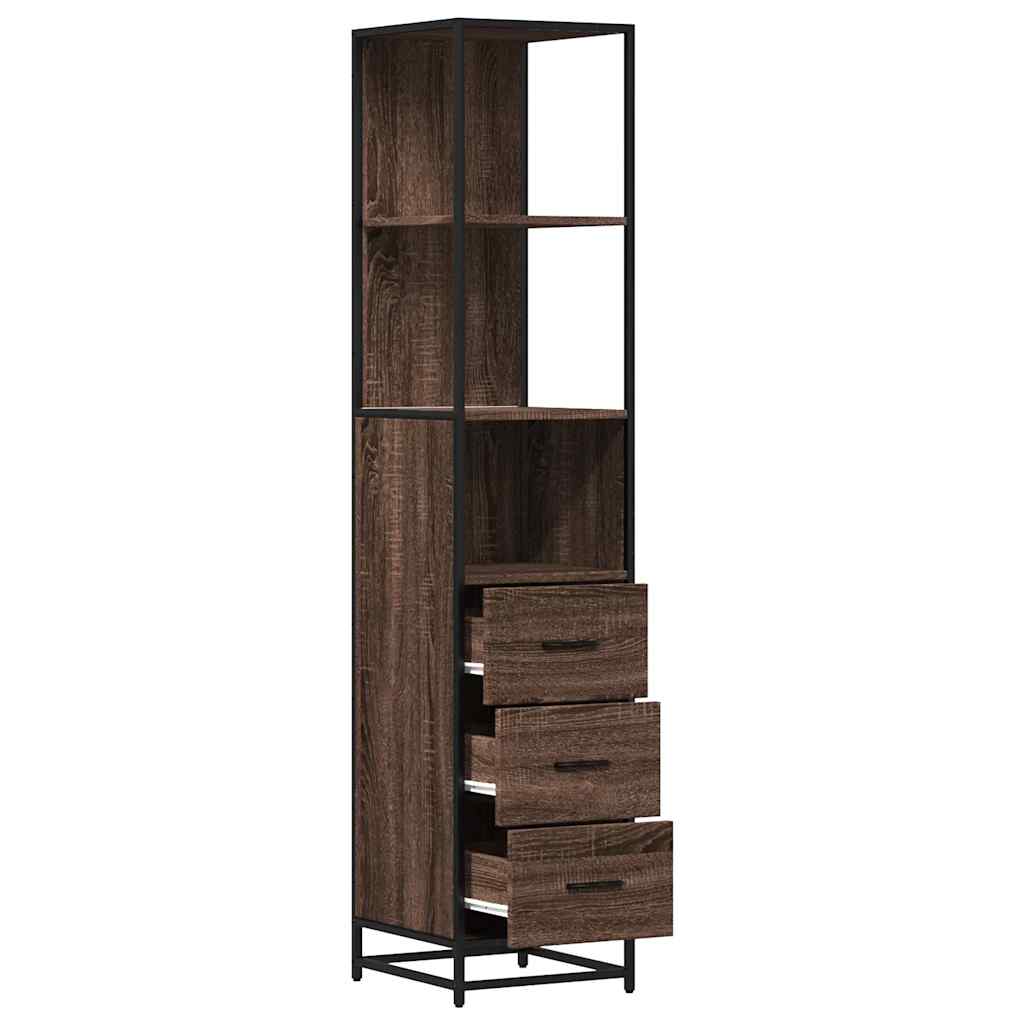 Armadietto Bagno Rovere Marrone 35x37,5x166cm Legno Multistrato