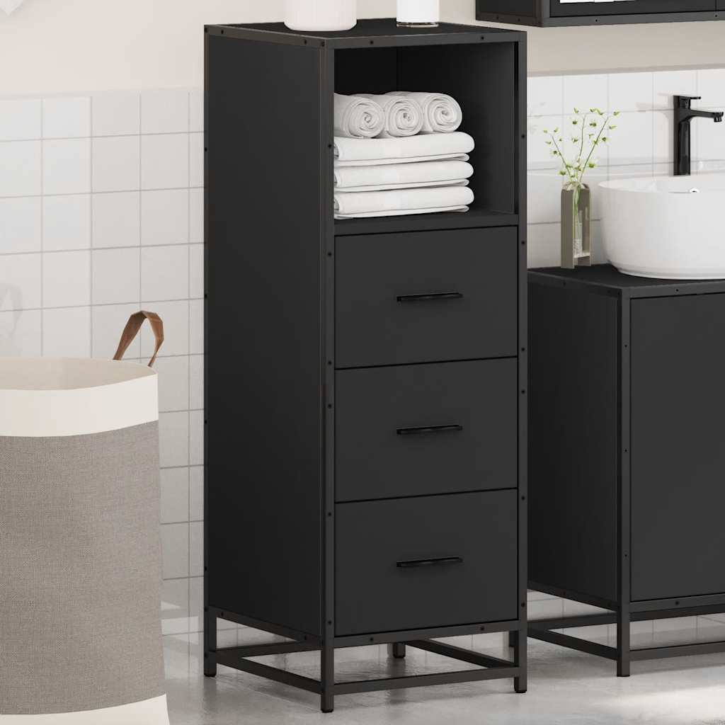 Armadietto da Bagno Nero 35x37,5x100 cm in Legno Multistrato