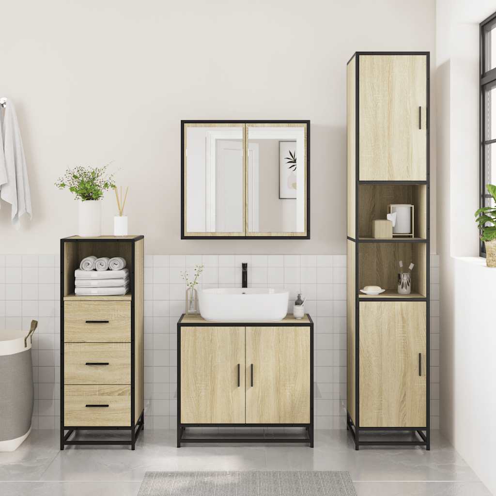 Armadietto Bagno Rovere Sonoma 35x37,5x100 cm Legno Multistrato