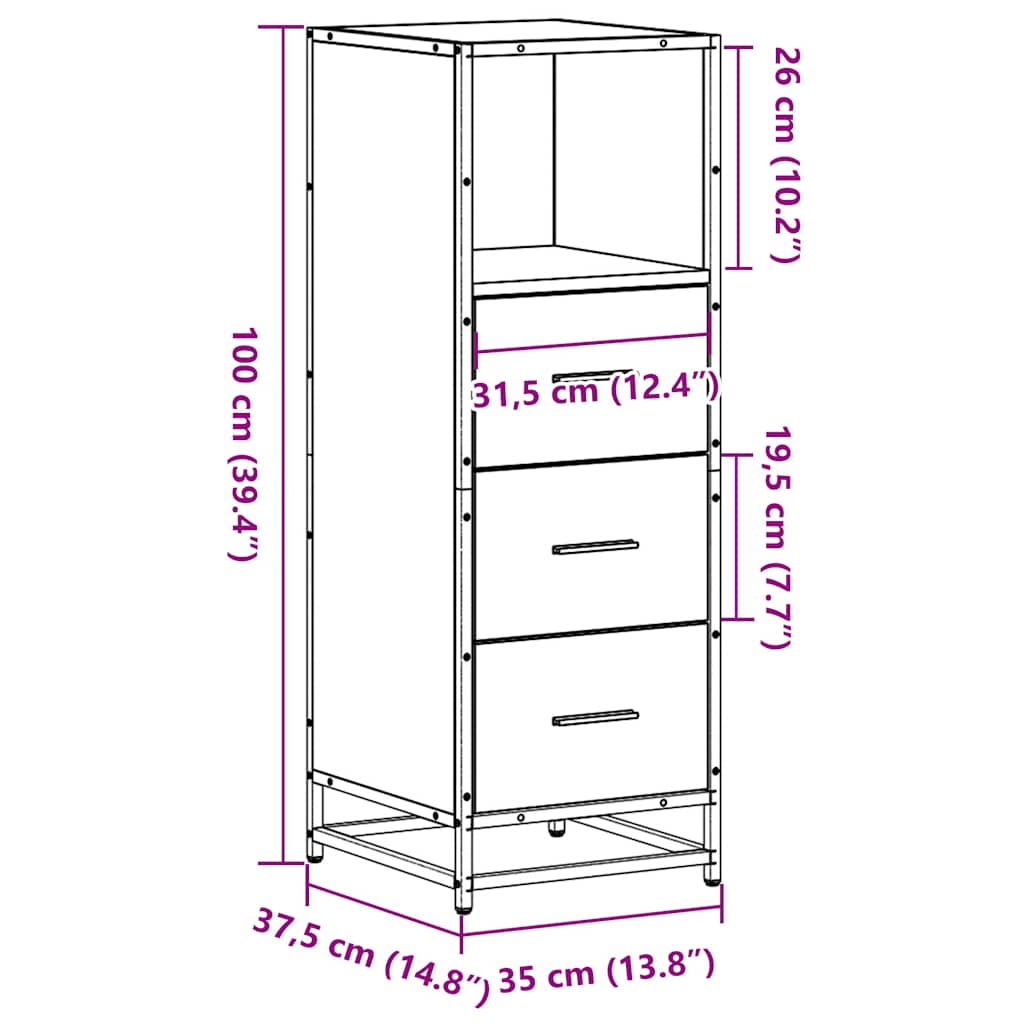 Armadietto Bagno Rovere Fumo 35x37,5x100cm in Legno Multistrato