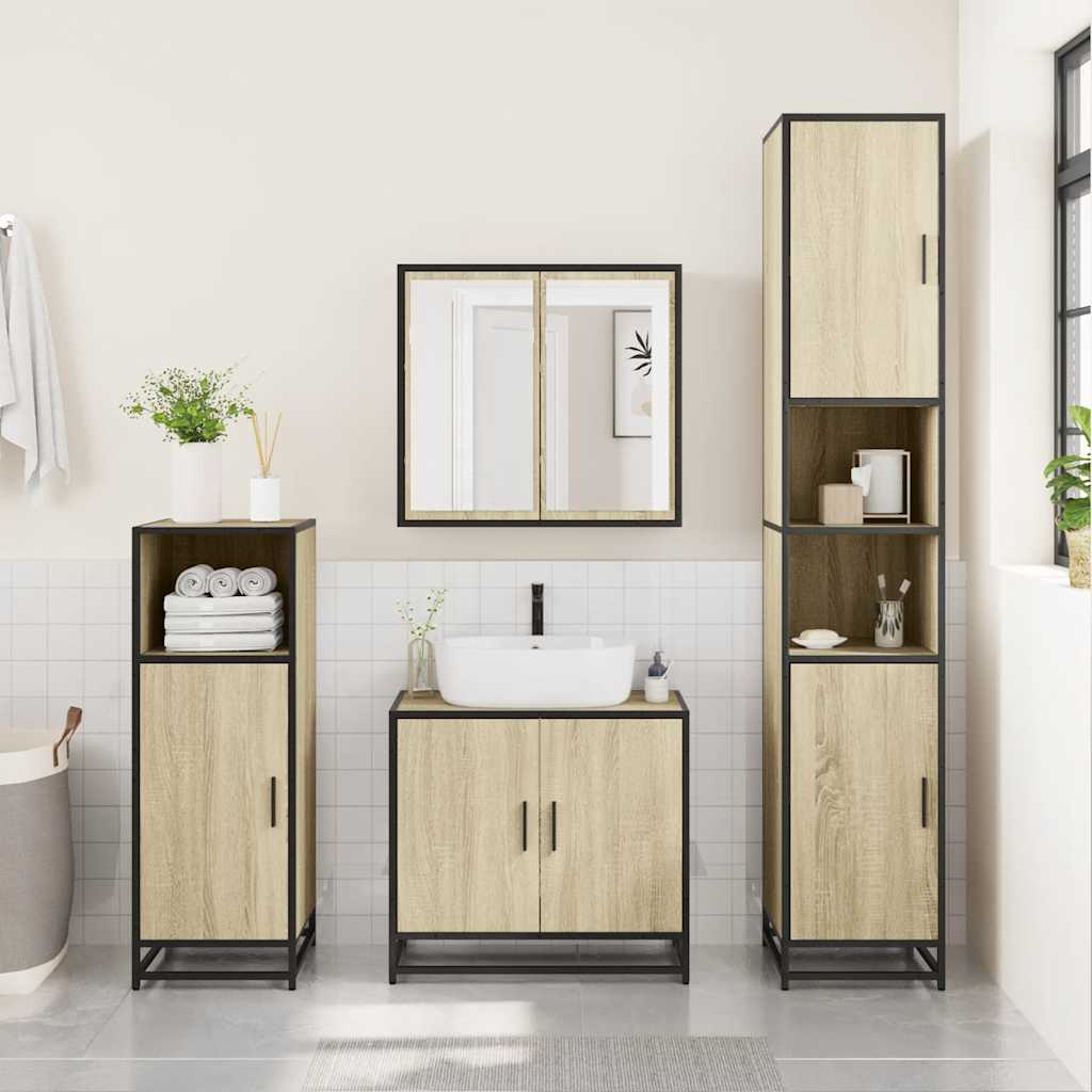 Mobile Bagno con Specchio Rovere Sonoma 65x20x60 cm Multistrato