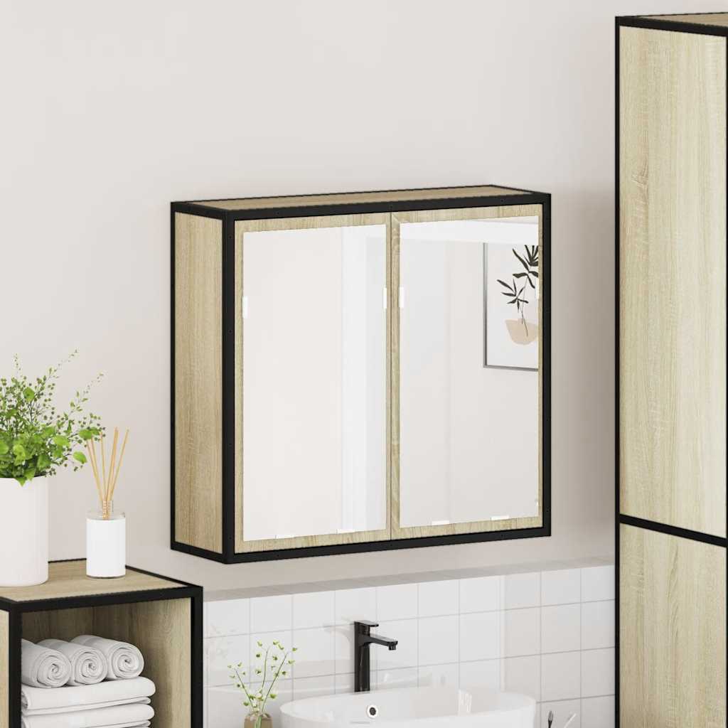 Mobile Bagno con Specchio Rovere Sonoma 65x20x60 cm Multistrato