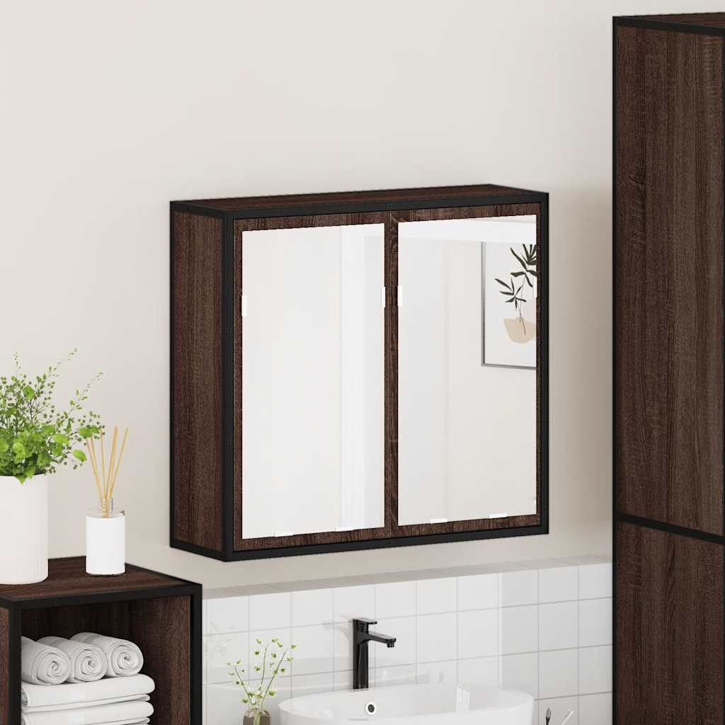 Mobile Bagno Specchio Rovere Marrone 65x20x60 Legno Multistrato