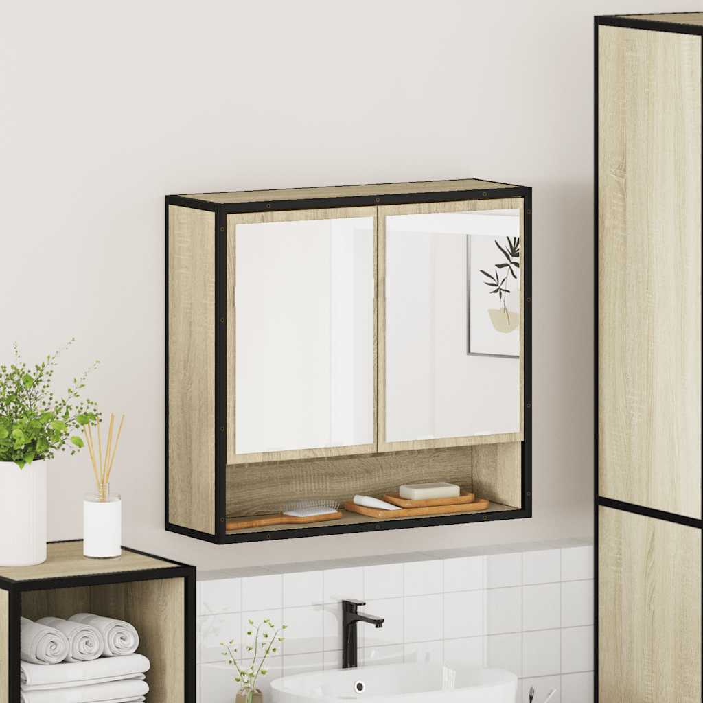 Mobile Bagno con Specchio Rovere Sonoma 65x20x60 cm Multistrato