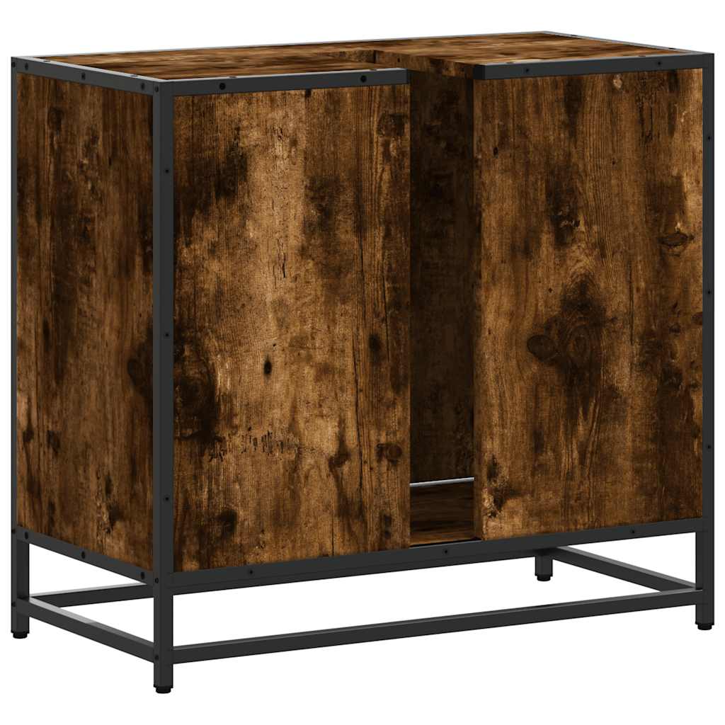 Armadietto Bagno Rovere Fumo 65x33x60 cm in Legno Multistrato