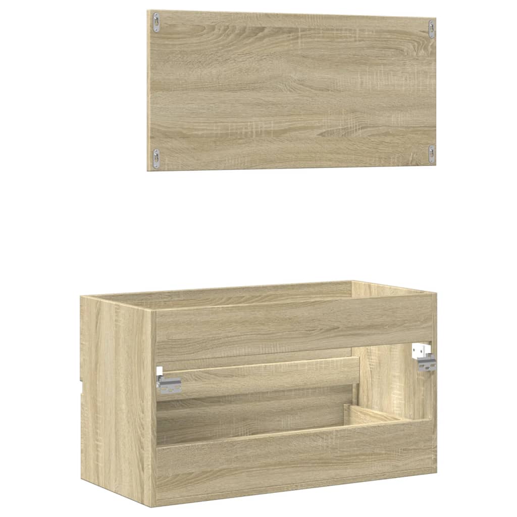 Mobile da Bagno con Specchio Rovere Sonoma 80x38,5x45 cm