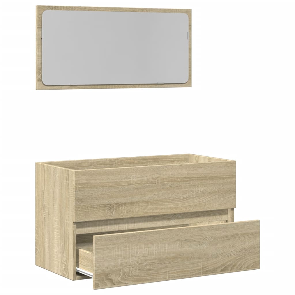 Mobile da Bagno con Specchio Rovere Sonoma 80x38,5x45 cm