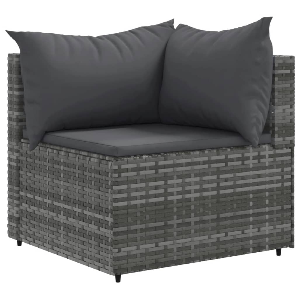 Set Divani da Giardino 5 pz con Cuscini in Polyrattan Grigio