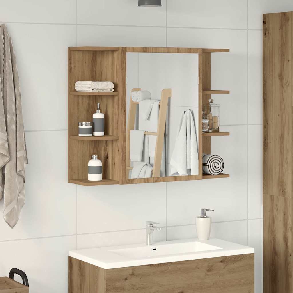 Mobile da Bagno Specchio Rovere Artigianale Legno Multistrato