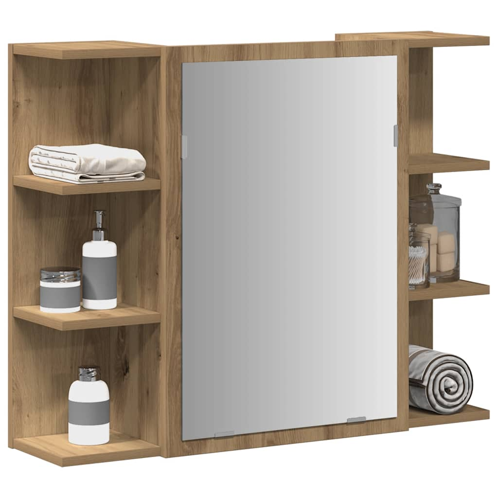 Mobile da Bagno Specchio Rovere Artigianale Legno Multistrato