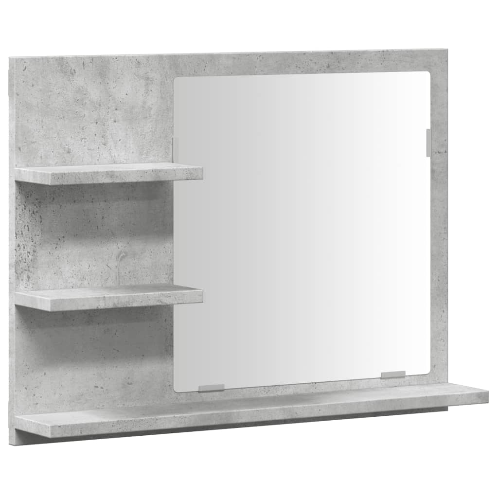 Armadietto a Specchio da Bagno Grigio Cemento 60x10,5x45 cm