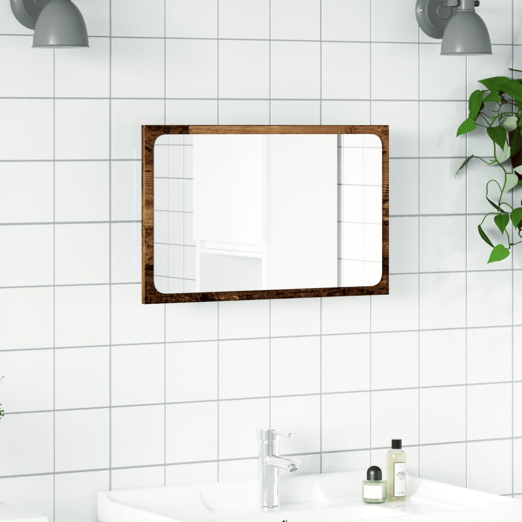 Specchio da Bagno con Luci LED Legno Antico 60x8,5x38 cm