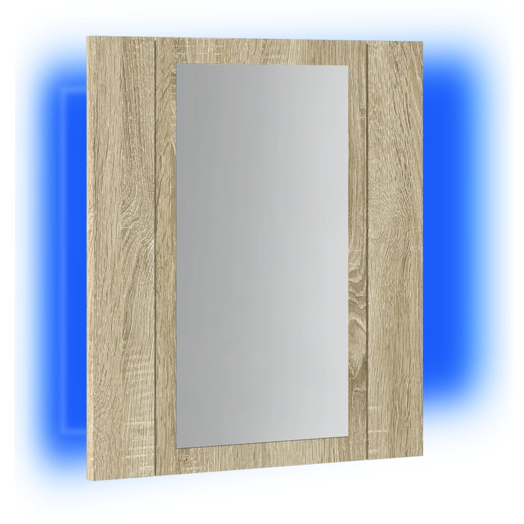 Mobile da Bagno a Specchio con LED Rovere Sonoma 40x12x45 cm