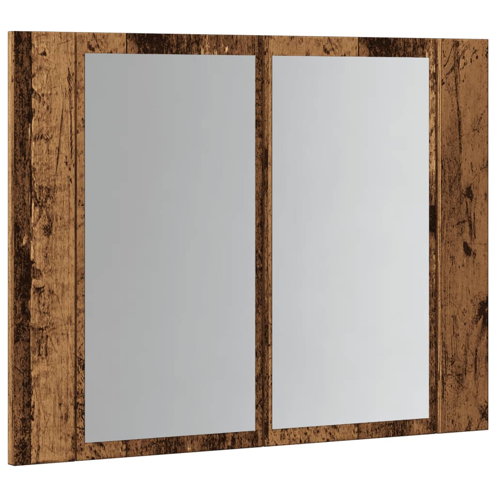 Mobile Specchio LED Legno Antico 60x12x45 cm Legno Multistrato