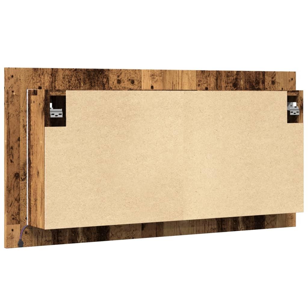 Mobile Specchio LED Legno Antico 90x12x45 cm Legno Multistrato