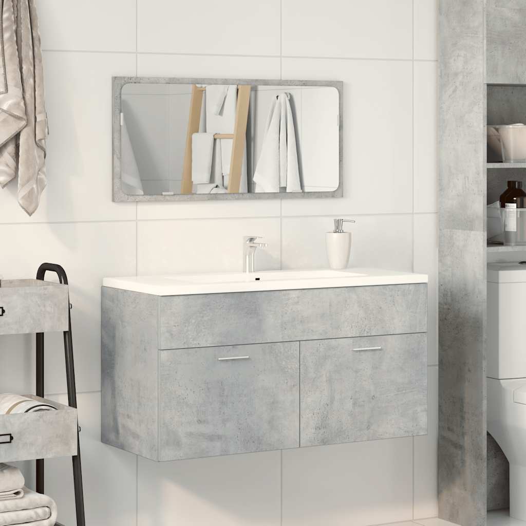 Mobile da Bagno con Specchio Grigio Cemento Legno Multistrato