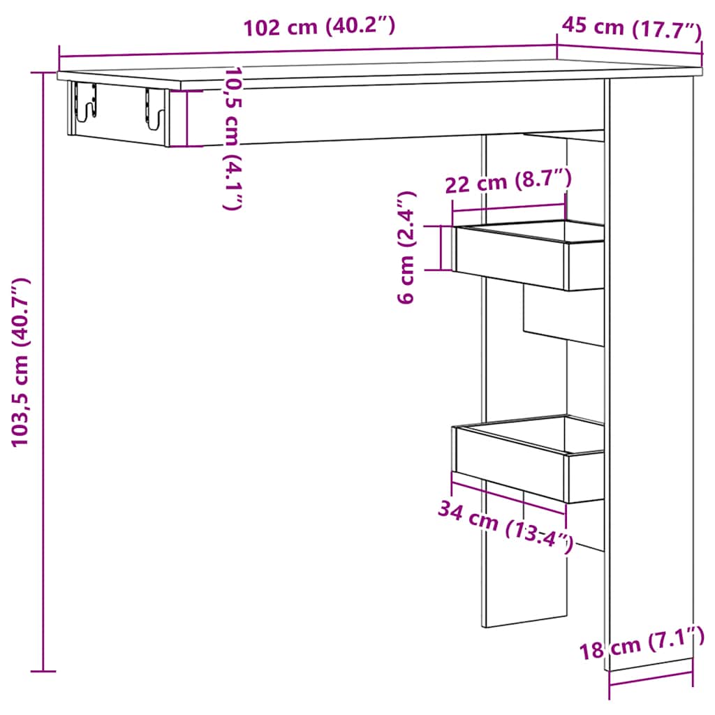 Bancone da Muro Rovere Artigianale Legno Multistrato