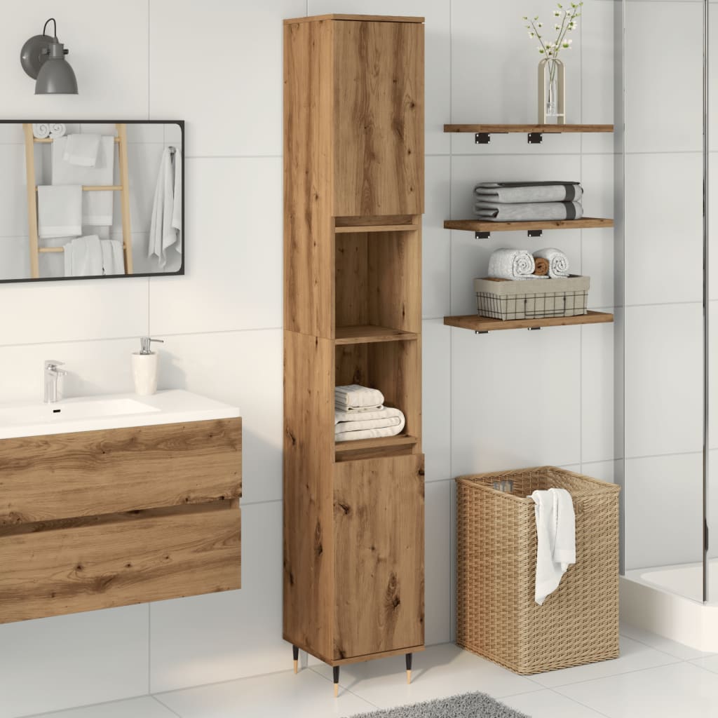 Armadietto Bagno Rovere 30x30x190 cm Legno Multistrato