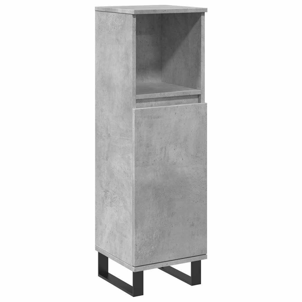 Armadietto da Bagno Grigio Cemento 30x30x100 cm in Truciolato