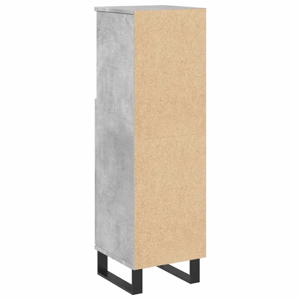 Armadietto da Bagno Grigio Cemento 30x30x100 cm in Truciolato