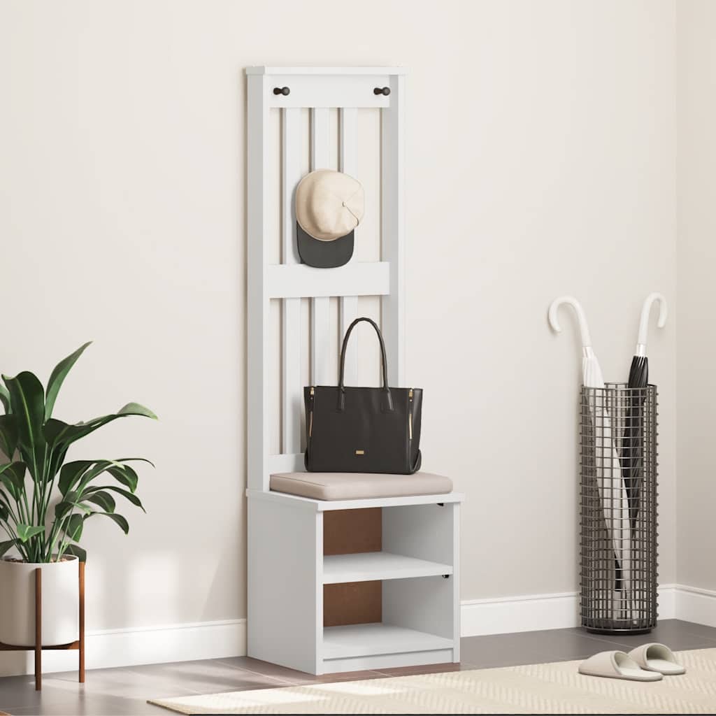 Albero da Ingresso SANDNES Bianco 45x40x159,5 cm Legno di Pino