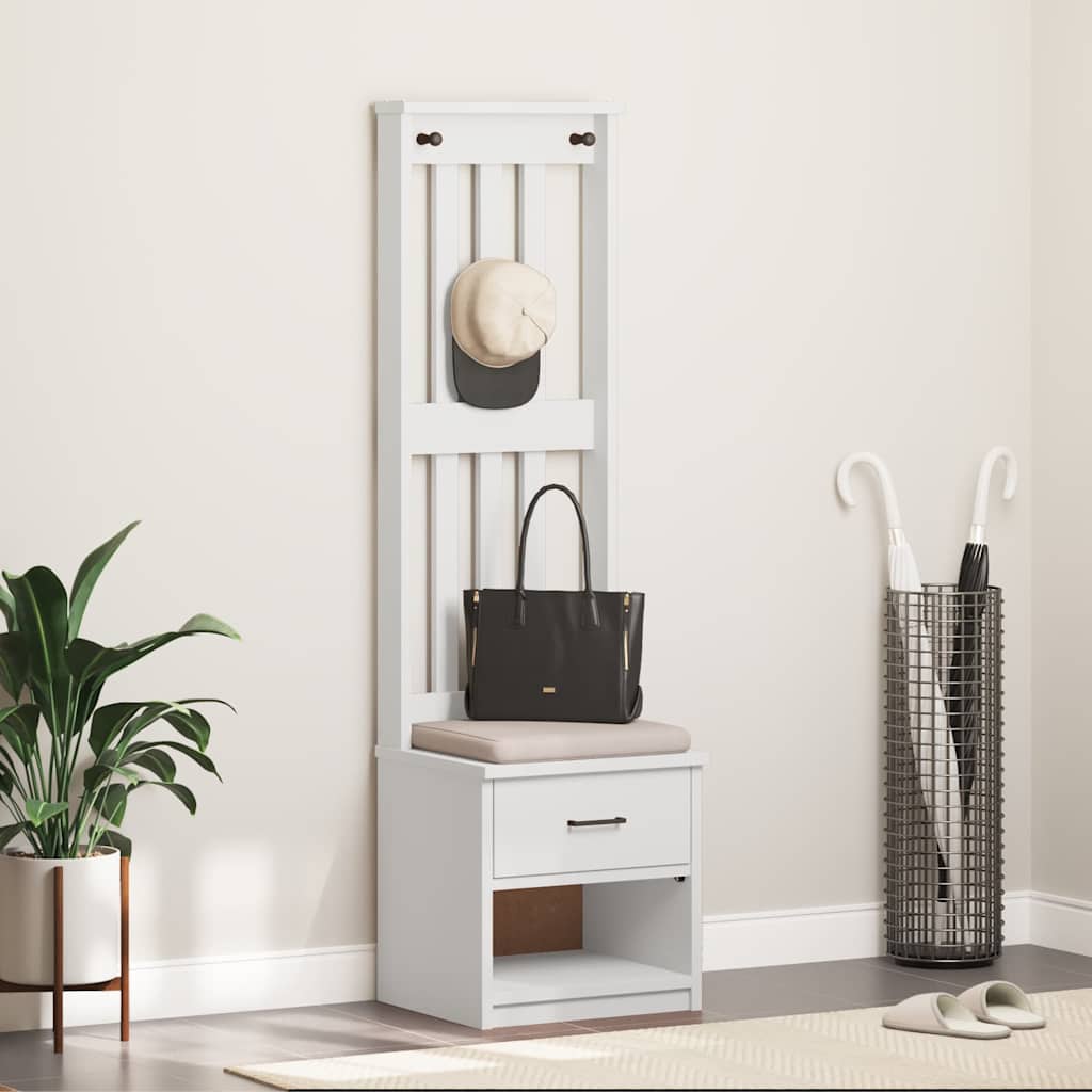 Albero da Ingresso SANDNES Bianco 45x40x159,5 cm Legno di Pino