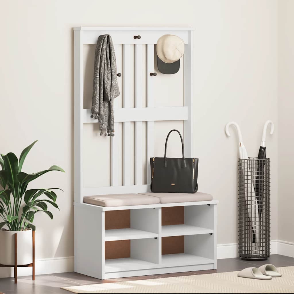 Albero da Ingresso SANDNES Bianco 87x40x159,5 cm Legno di Pino