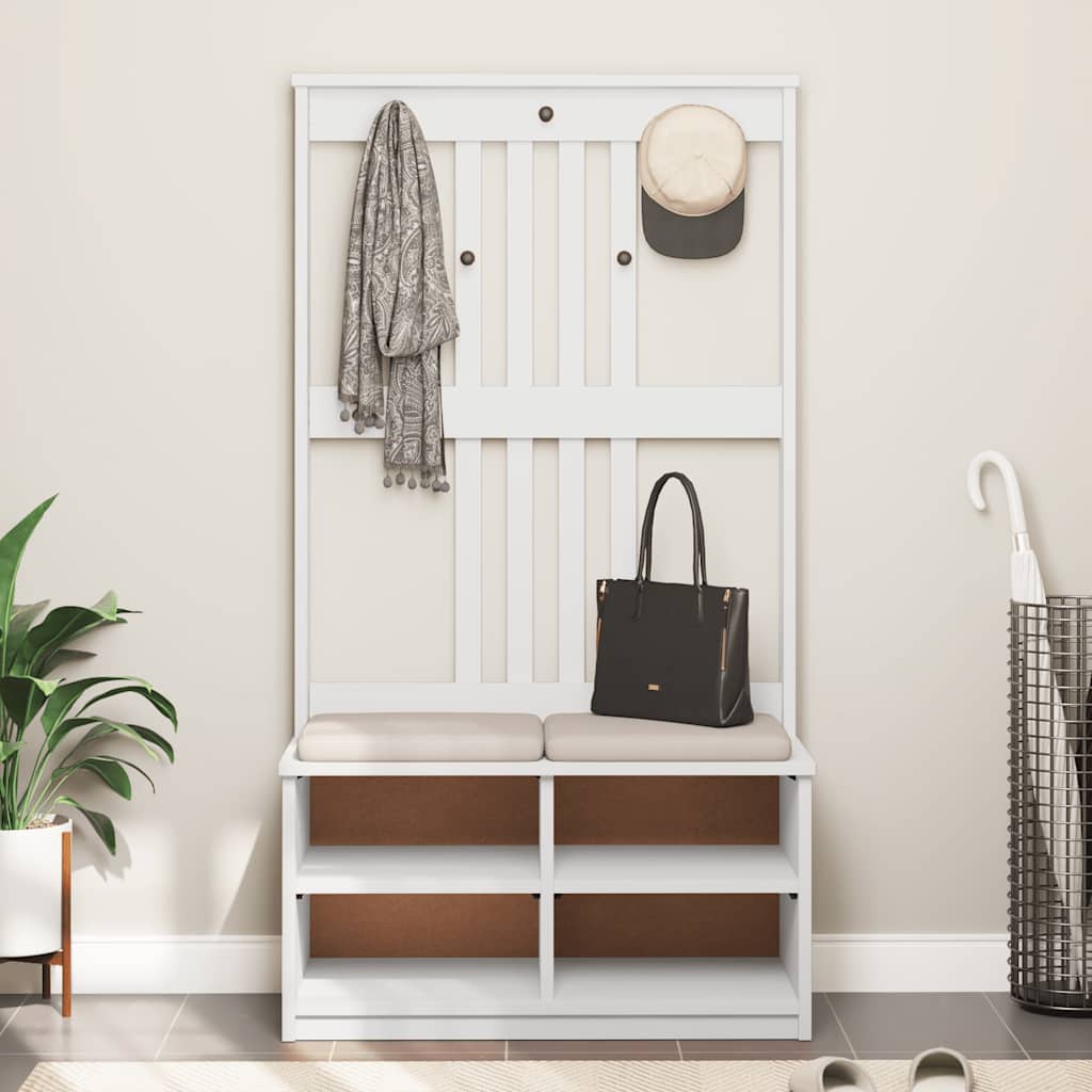 Albero da Ingresso SANDNES Bianco 87x40x159,5 cm Legno di Pino