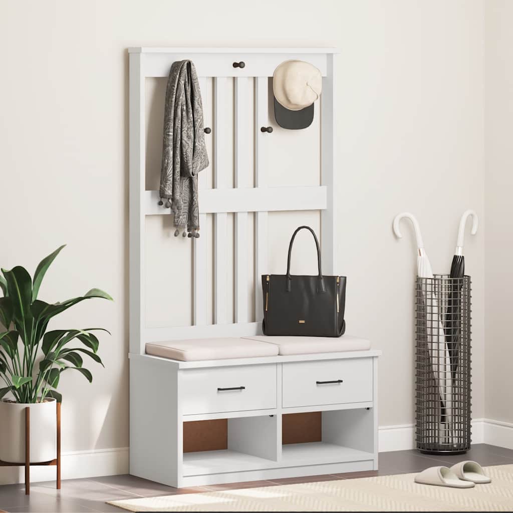 Albero da Ingresso SANDNES Bianco 87x40x159,5 cm Legno di Pino