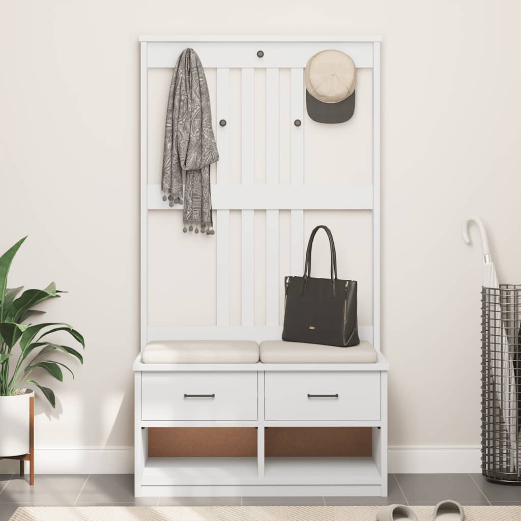 Albero da Ingresso SANDNES Bianco 87x40x159,5 cm Legno di Pino