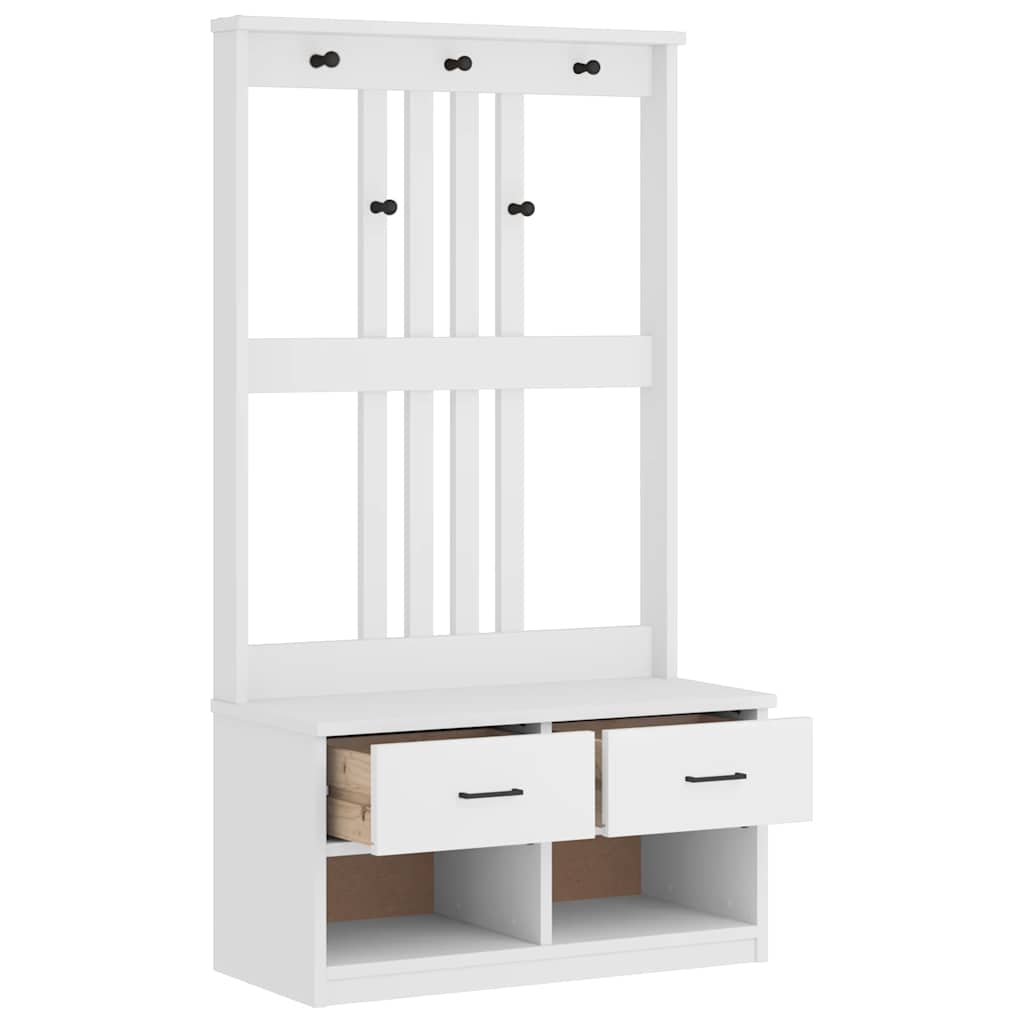 Albero da Ingresso SANDNES Bianco 87x40x159,5 cm Legno di Pino