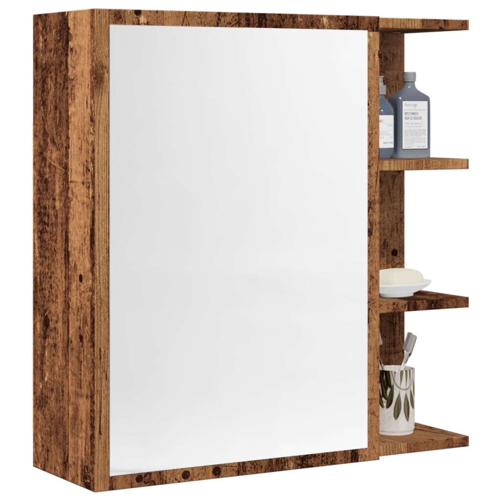 Mobile da Bagno a Specchio Legno Antico 62,5x20,5x64 cm Legno