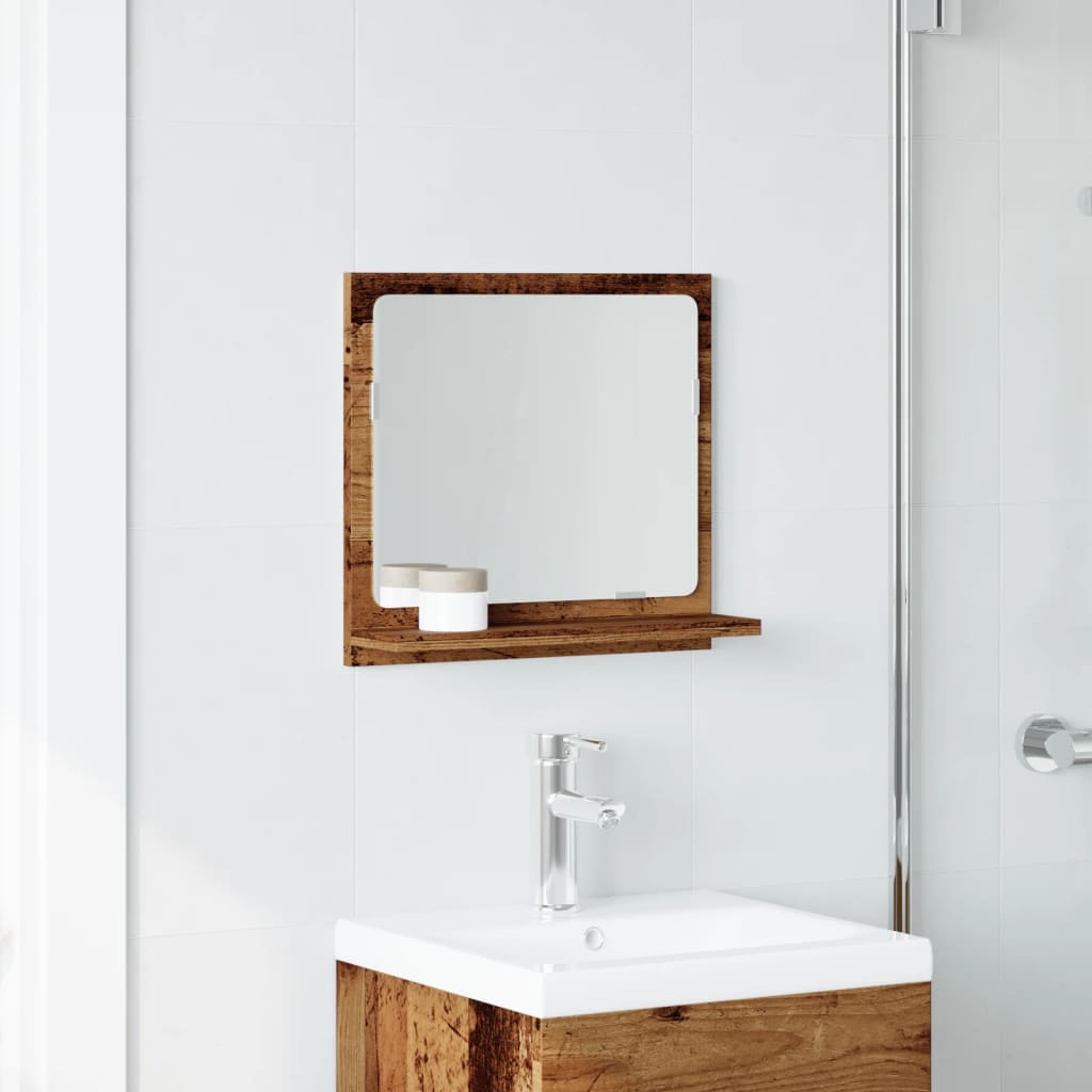 Mobile da Bagno con Specchio Legno Antico 40x11x37cm Truciolato