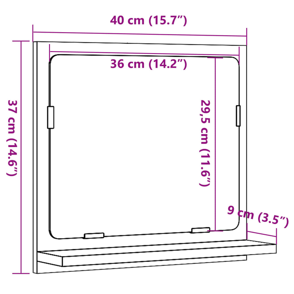 Mobile da Bagno con Specchio Legno Antico 40x11x37cm Truciolato