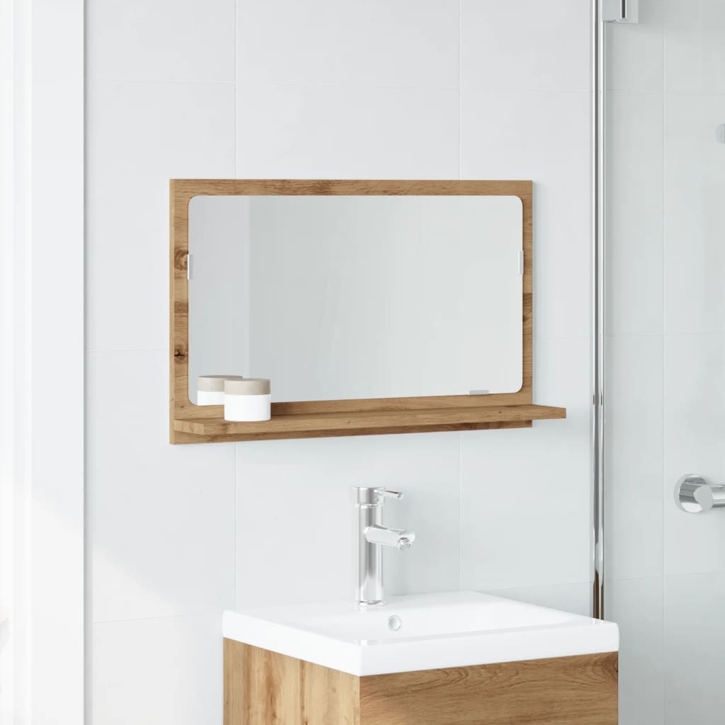 Mobile Bagno Specchio Rovere Artigianale 60x11x37 cm Truciolato