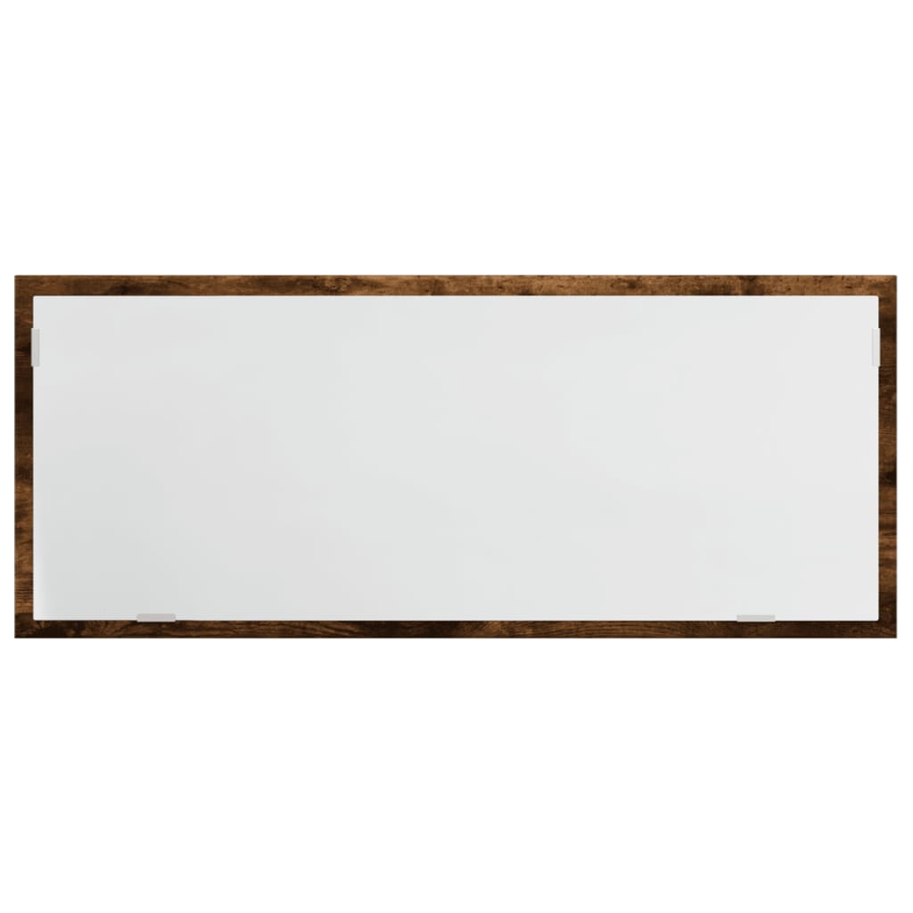 Specchio Bagno LED Rovere Fumo 100x8,5x37cm Legno Multistrato