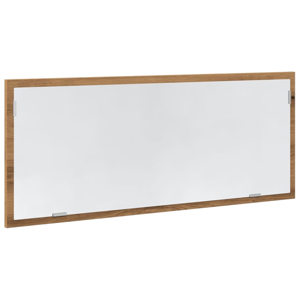 Specchio Bagno LED Rovere Artigianale 100x8,5x37 cm Multistrato