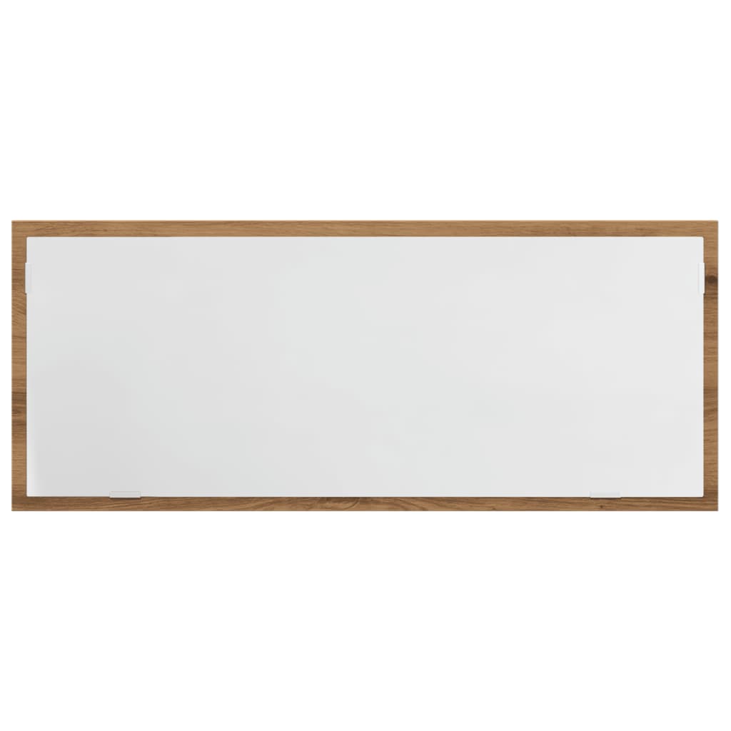 Specchio Bagno LED Rovere Artigianale 100x8,5x37 cm Multistrato